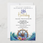Invitation Nautical Sailing Wheel 18th Birthday (Devant)