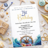 Invitation Nautical Sailing Wheel 21st Birthday