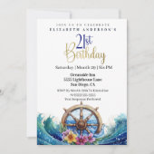 Invitation Nautical Sailing Wheel 21st Birthday (Devant)