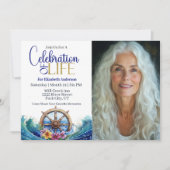 Invitation Nautical Sailing Wheel Celebration Of Life (Devant)