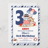 Invitation Nautical Sailor 2e Bateau fête d'anniversaire (Devant)