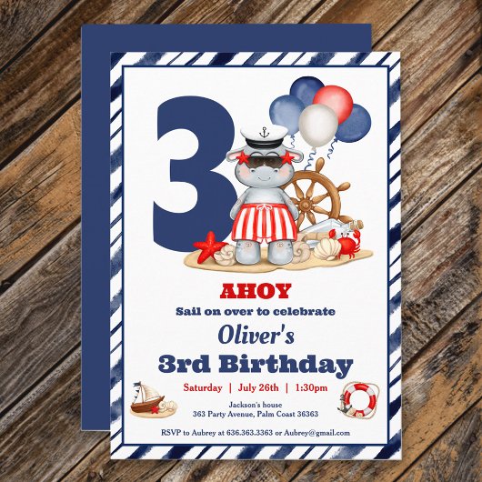 Invitation Nautical Sailor 2e Bateau fête d'anniversaire