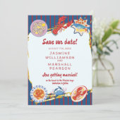 Invitation Nautical Seafood Stripe Save Our Date (Debout devant)