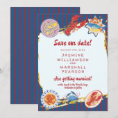 Invitation Nautical Seafood Stripe Save Our Date (Devant / Derrière)