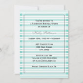 Invitation Nautical Ship Lt Bleu Blanc Rayure #2 V Sweet 16 (Dos)
