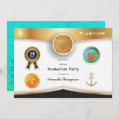 Invitation Nautical Virtual Graduation Party (Devant / Derrière)