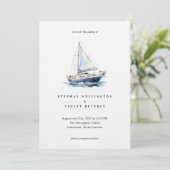 Invitation Nautical Watercolor Bateau Yacht Mariage côtier (Debout devant)