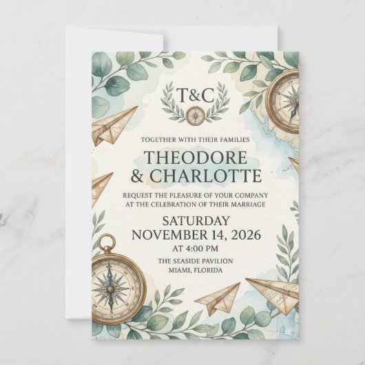 Invitation Nautical Watercolor Charm (Devant)