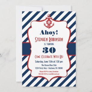 Invitation Nautique Anniversaire - Adulte Mens Anc