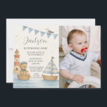 Invitation Nautique Anniversaire Avec Photo<br><div class="desc">Plongez dans le plaisir d'anniversaire avec cette invitation nautique "Under the Sea", avec des voiliers géants, des vagues océaniques et de mignons accents marins dans le rouge vif, la marine et l'aqua. Parfait pour les enfants aventureux qui aiment la mer, les bateaux ou la plage ! Idéal pour les garçons...</div>