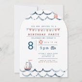 Invitation Nautique aquarelle fête d'anniversaire (Devant)