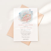 Invitation Nautique Baleine rose Jellyfish Baby shower fille