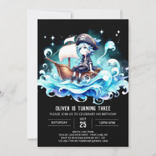 Invitation Nautique Boho Pirate Anniversaire