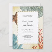 Invitation Nautique caraïbe Starfish Rustic Map et Coral 2 (Devant)