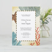 Invitation Nautique caraïbe Starfish Rustic Map et Coral 2 (Debout devant)