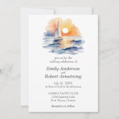 Invitation Nautique Coucher de soleil Couleur d'eau été Océan (Devant)