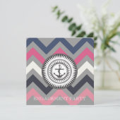 Invitation nautique d'Ancre grise de Chevron (Debout devant)