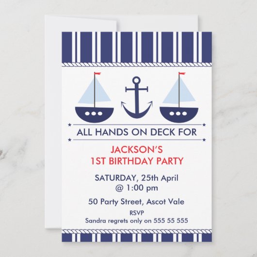 Invitation nautique d'anniversaire d'Ancre de (Devant)