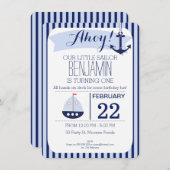 Invitation nautique d'anniversaire de garçons ?ère (Devant / Derrière)