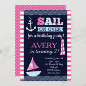 Invitation Nautique d'anniversaire de la fille Sai (Devant / Derrière)