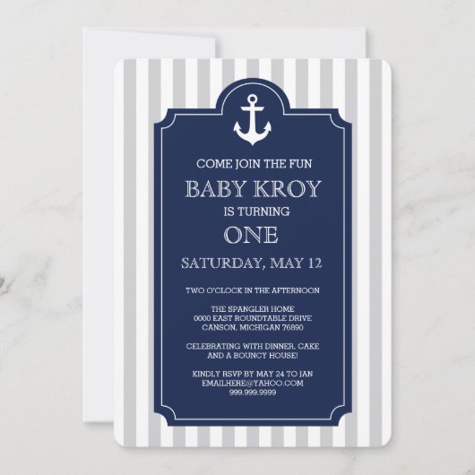 Invitation nautique de baby shower (Devant)