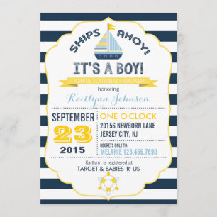 Invitation nautique de baby shower d'Ancre et de