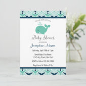 Invitation nautique de baby shower de baleine (Debout devant)