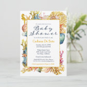 Invitation nautique de baby shower de coquillage (Debout devant)
