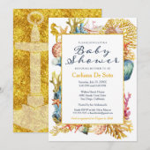 Invitation nautique de baby shower de coquillage (Devant / Derrière)