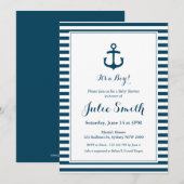 Invitation nautique de baby shower de marine (Devant / Derrière)