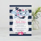 Invitation nautique de baby shower - fille (Debout devant)