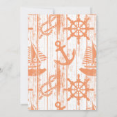 Invitation nautique de baby shower, orange bleue (Dos)