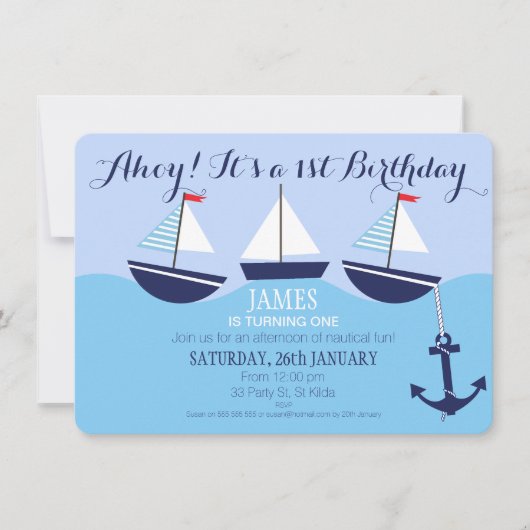 Invitation nautique de fête d'anniversaire du (Devant)
