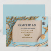 Invitation nautique de poissons et de coquillages (Devant / Derrière)