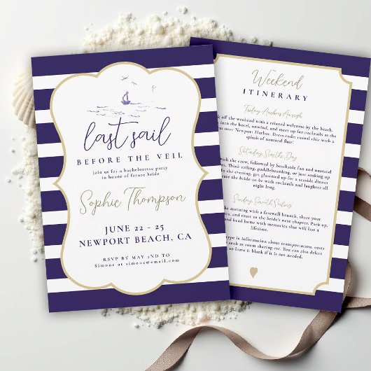 Invitation Nautique Dernier voilier Elegant Bachelorette Part