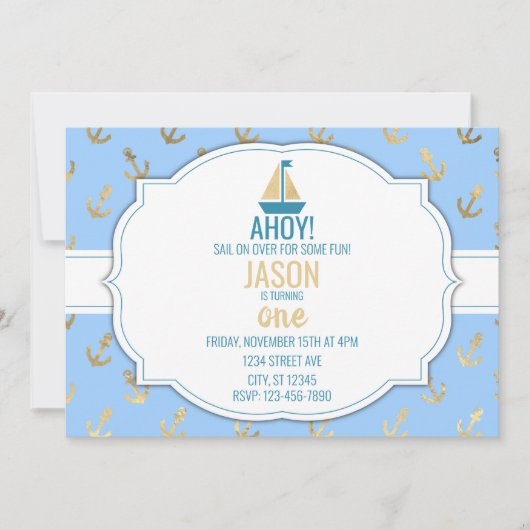 INVITATION NAUTIQUE GARÇON D'ANNIVERSAIRE (Devant)