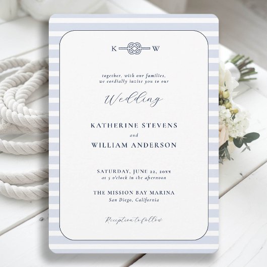 Invitation Nautique Infinity Knot Monograms Plage Mariage