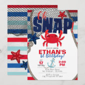 Invitation nautique, Invitation Crabe pour Anniver (Devant / Derrière)