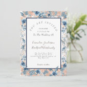 Invitation Nautique Mariage Beach Sea Shell Flowers Rose Mari (Debout devant)