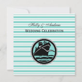 Invitation Nautique Mariage Lt Bleu Bleu Bleu Stripe SQ (Devant)