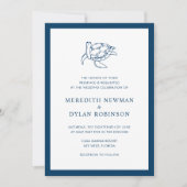 Invitation Nautique Marine Blue Sea Turtle Élégant mariage (Devant)