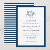 Invitation Nautique Marine Blue Sea Turtle Élégant mariage (Devant / Derrière)