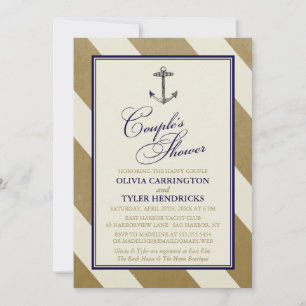Invitation Nautique Marine & Gold Couple's Shower