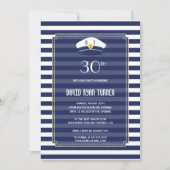 Invitation Nautique Marine Stripes Silver Man Anniversaire (Devant)