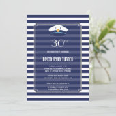 Invitation Nautique Marine Stripes Silver Man Anniversaire (Debout devant)
