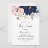 Invitation Nautique moderne | Baby shower floral (Devant)