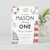 Invitation Nautique moderne bateau à voile (Debout devant)