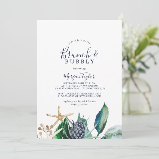 Invitation Nautique moderne | Brunch verdoyant et bulle (Debout devant)