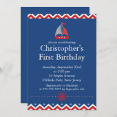 Invitation nautique moderne de fête d'anniversaire (Devant / Derrière)