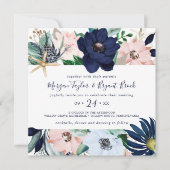 Invitation Nautique moderne | Floral Carré Mariage (Devant)